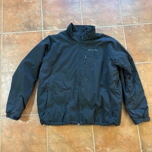 Mens Columbia Softshell Jacket Black SizeXXL Fall Spring Zip Outdoor Hiking Fish